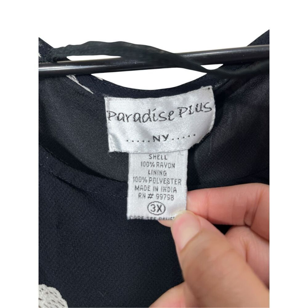 Paradise Plus Y2K‎ 90s Black Floral Print Midi Dress Size 3X - Picture 6 of 10